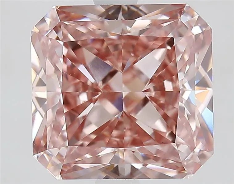 3.53ct Square radiant Lab Grown Diamond (Colour Fancy Intense Pink, Clarity VS1, IGI Certified) - Jewelry by Cleo