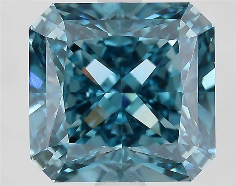 3.63ct Square radiant Lab Grown Diamond (Colour Fancy Vivid Blue, Clarity VVS2, IGI Certified) - Jewelry by Cleo