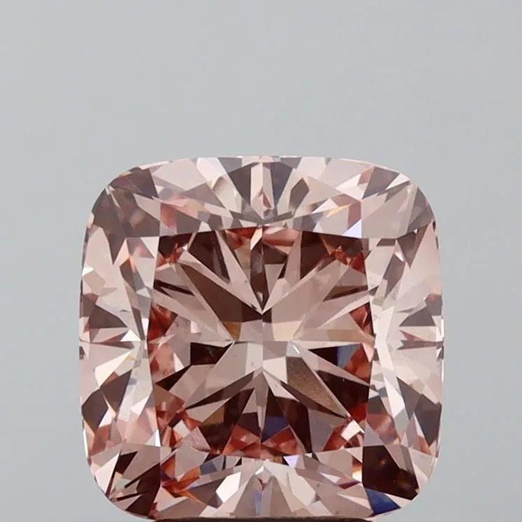 3.90ct Cushion modified Lab Grown Diamond (Colour Fancy Intense Brownish Pink, Clarity VS2, Cut GD, IGI Certified) - Jewelry by Cleo