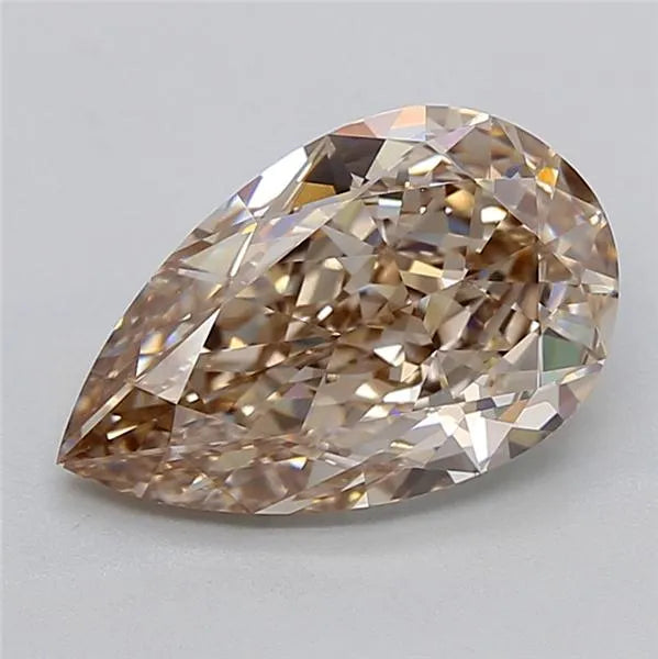 4.04ct Pear Lab Grown Diamond (Colour Fancy Light Brown, Clarity VVS1, IGI Certified)