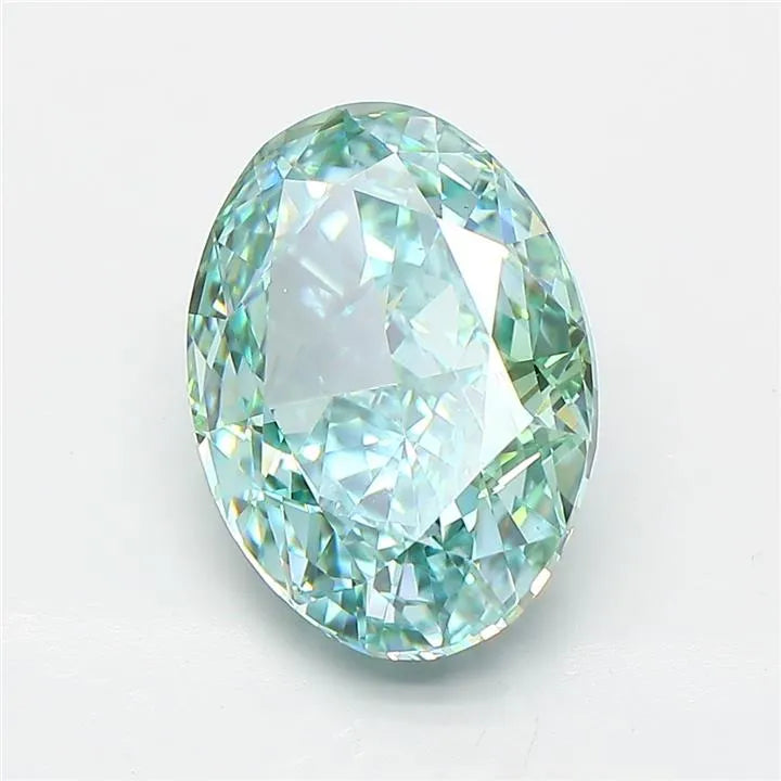 4.52ct Oval Lab Grown Diamond (Colour Fancy Vivid Blueish Green, Clarity VS1, IGI Certified)