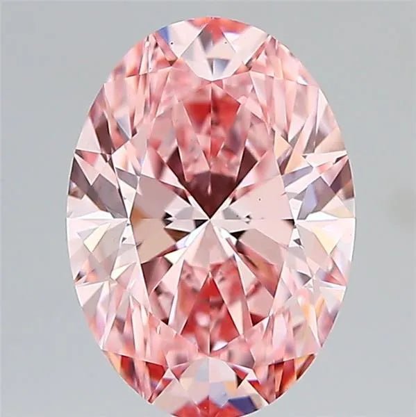 4.05ct Oval Lab Grown Diamond (Colour Fancy Vivid Pink, Clarity VS1, IGI Certified) - Jewelry by Cleo