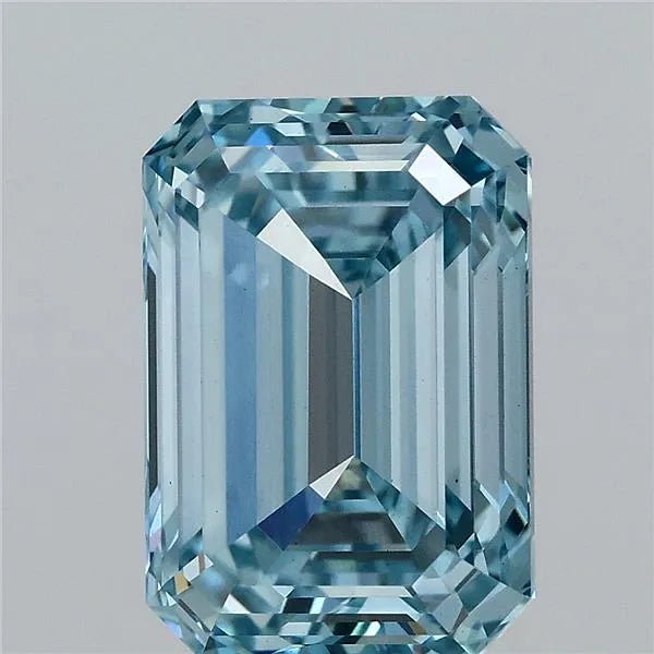 4.15ct Emerald Lab Grown Diamond (Colour Fancy Vivid Blue, Clarity VS1, IGI Certified) - Jewelry by Cleo