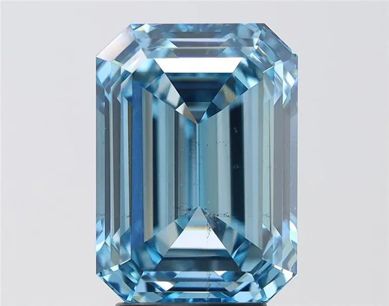 4.44ct Emerald Lab Grown Diamond (Colour Fancy Light Blue, Clarity VS2, Cut GD, IGI Certified) - Jewelry by Cleo