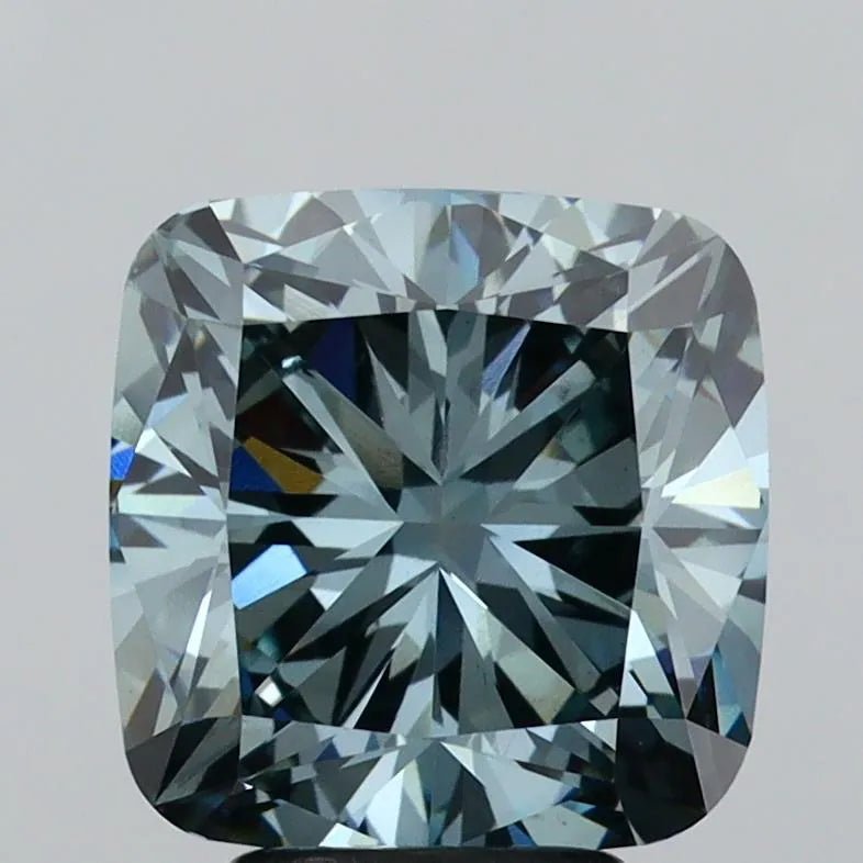4.67ct Cushion brilliant Lab Grown Diamond (Colour Fancy Greenish Blue, Clarity VS1, IGI Certified) - Jewelry by Cleo