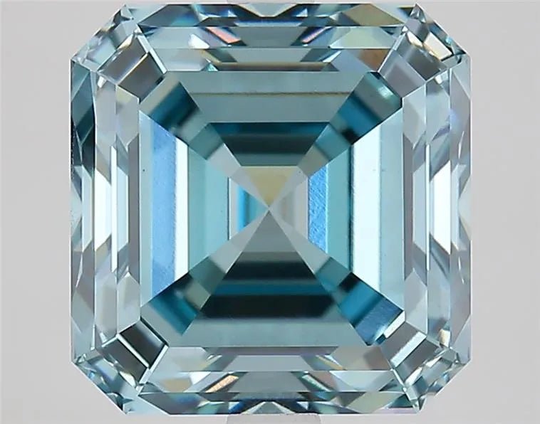 4.84ct Square emerald Lab Grown Diamond (Colour Fancy Intense Green Blue, Clarity VS1, IGI Certified) - Jewelry by Cleo