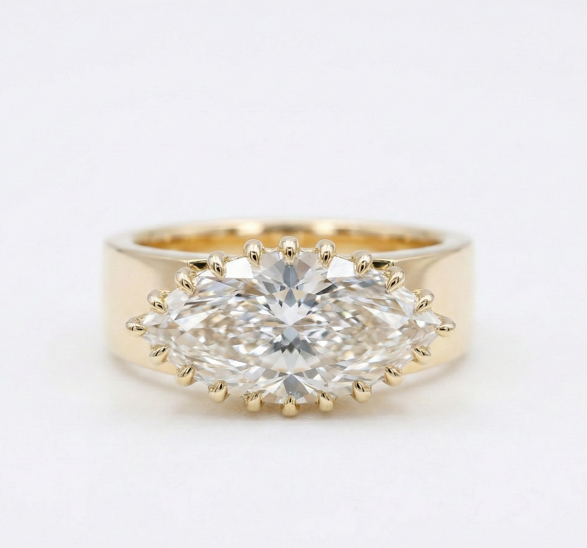 4 carat east west marquise cigar band 14k yellow gold
