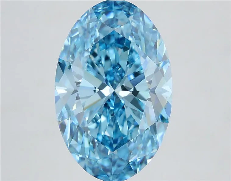 5.05ct Oval Lab Grown Diamond (Colour Fancy Vivid Blue, Clarity VS1, IGI Certified)