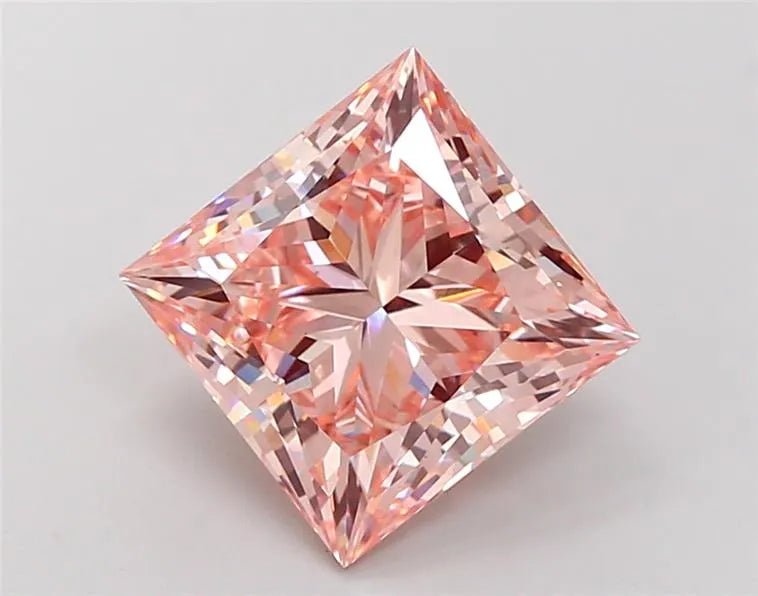 5.00ct Princess Lab Grown Diamond (Colour Fancy Intense Pink, Clarity VVS2, IGI Certified) - Jewelry by Cleo