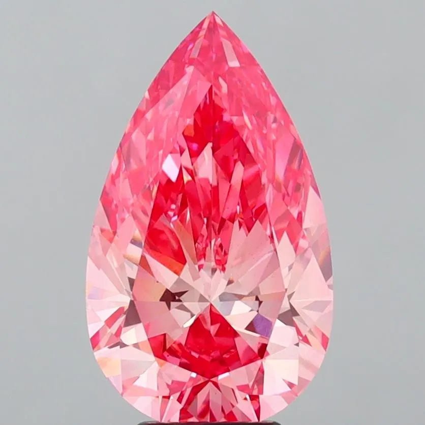 5.07ct Pear Lab Grown Diamond (Colour Fancy Vivid Pink, Clarity VS1, IGI Certified) - Jewelry by Cleo