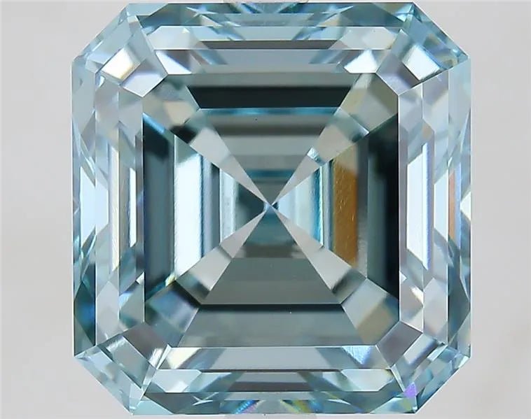 5.08ct Square emerald Lab Grown Diamond (Colour Fancy Green Blue, Clarity VS1, IGI Certified) - Jewelry by Cleo
