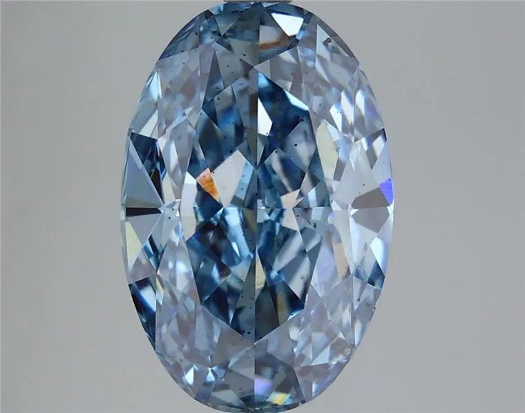 5.20ct Oval Lab Grown Diamond (Colour Fancy Vivid Blue, Clarity SI1, IGI Certified) - Jewelry by Cleo