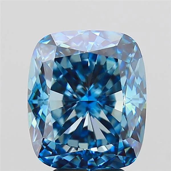5.25ct Cushion brilliant Lab Grown Diamond (Colour Fancy Vivid Blue, Clarity VS1, IGI Certified) - Jewelry by Cleo