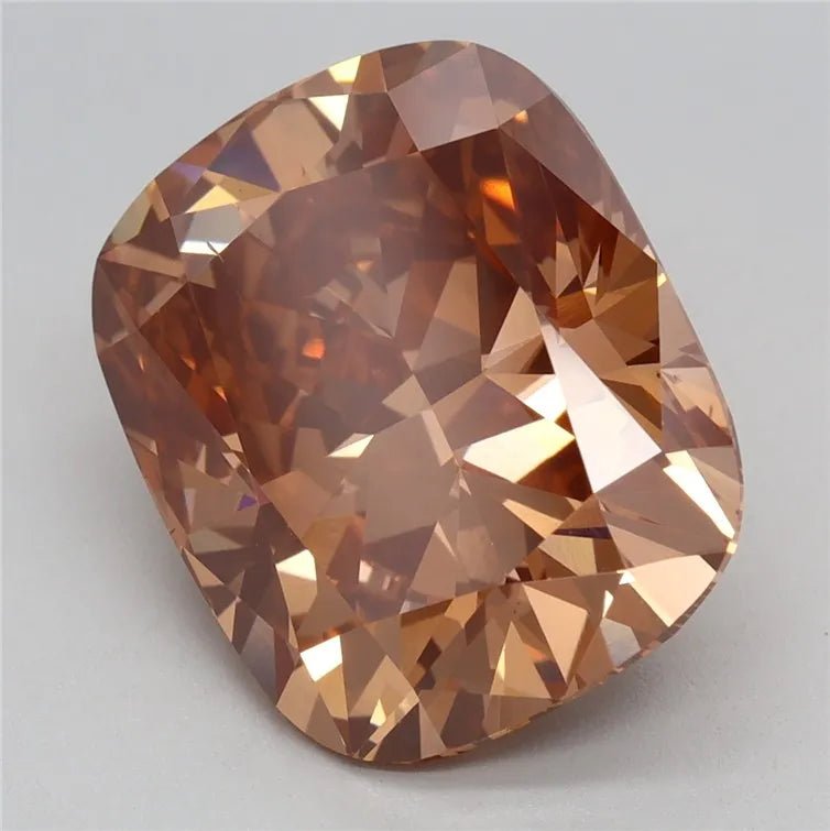 5.26ct Cushion brilliant Lab Grown Diamond (Colour Fancy Pinkish Brown, Clarity VS2, IGI Certified) - Jewelry by Cleo
