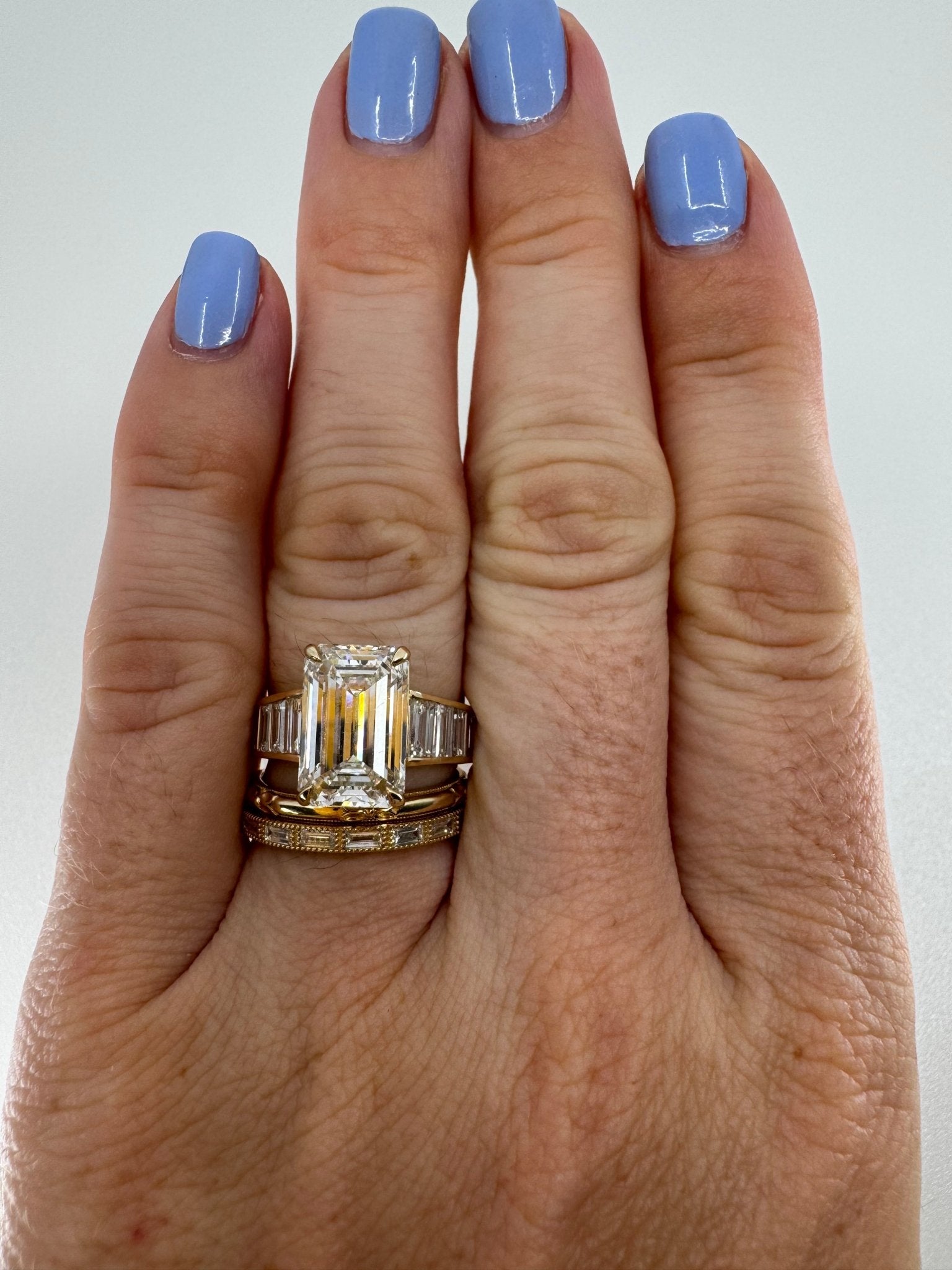 5.5 carat emerald lab - grown diamond engagement ring - Jewelry by Cleo