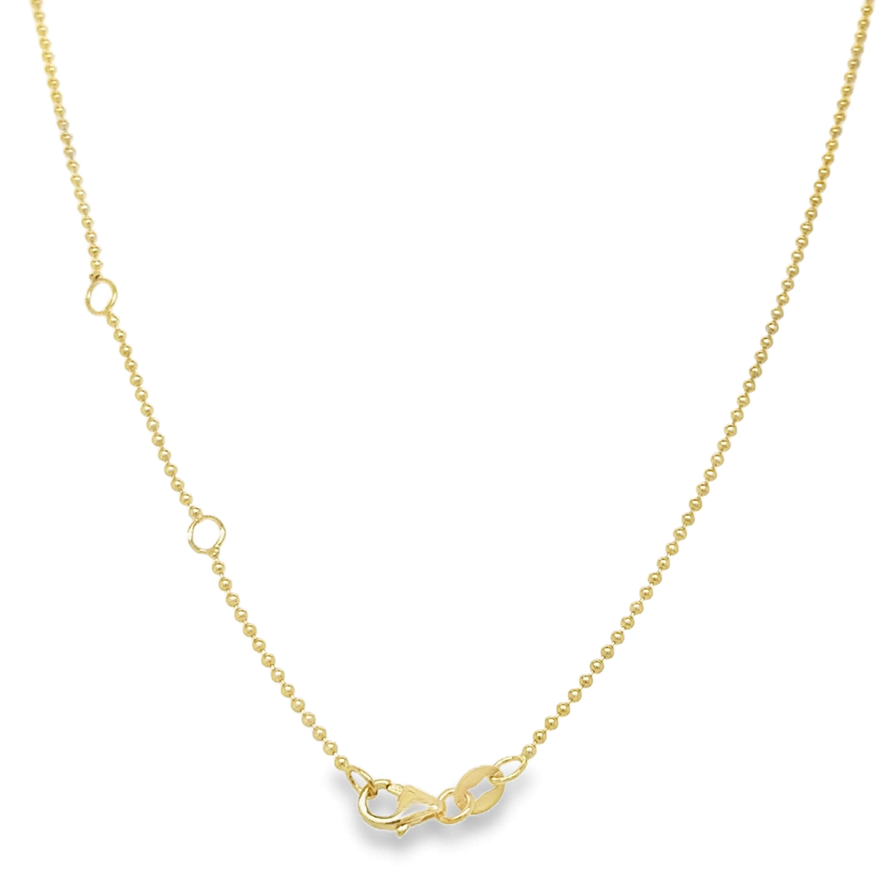 14kt Yellow Gold 1.2mm Ball Chain Necklace, 18" Adjustable