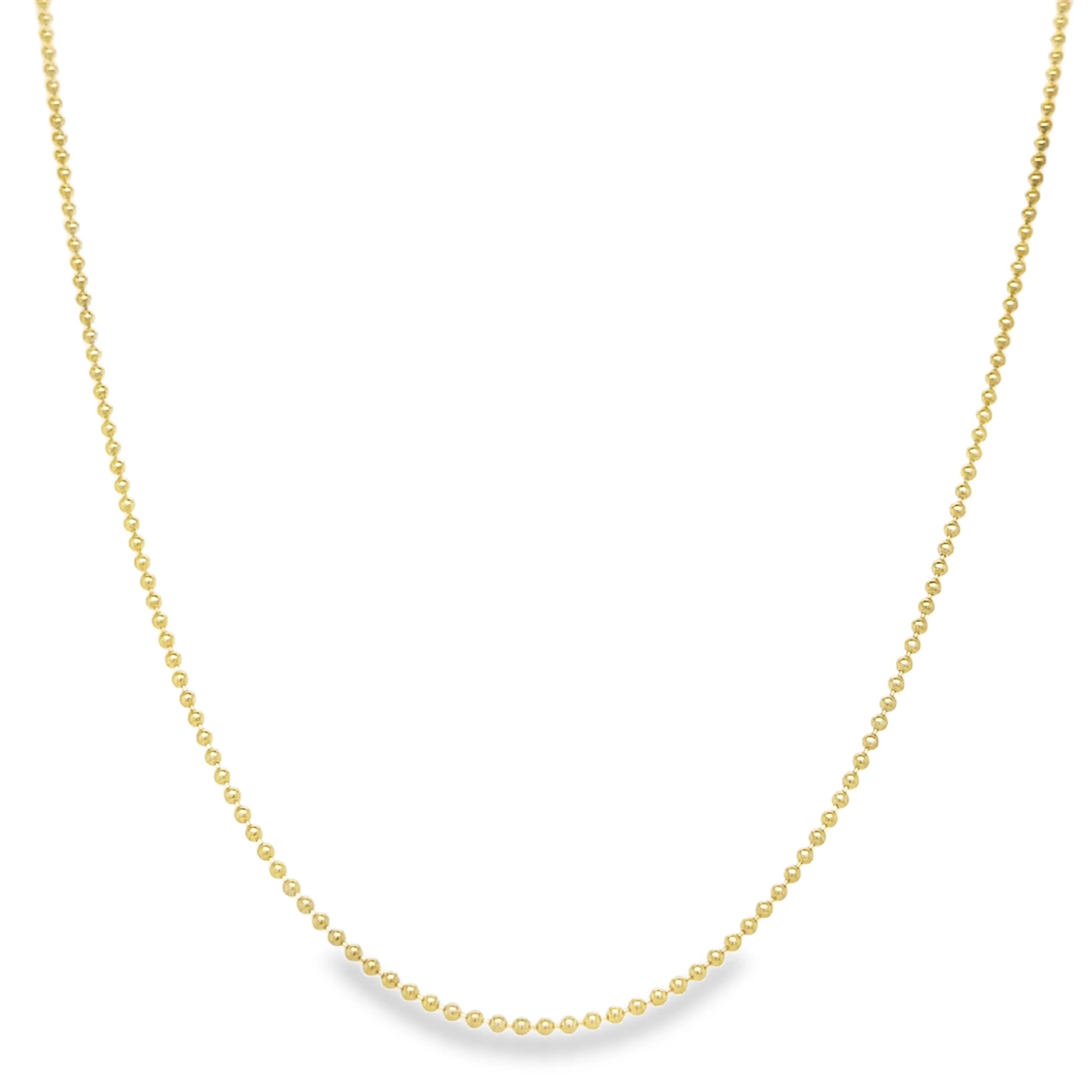 14kt Yellow Gold 1.2mm Ball Chain Necklace, 18" Adjustable