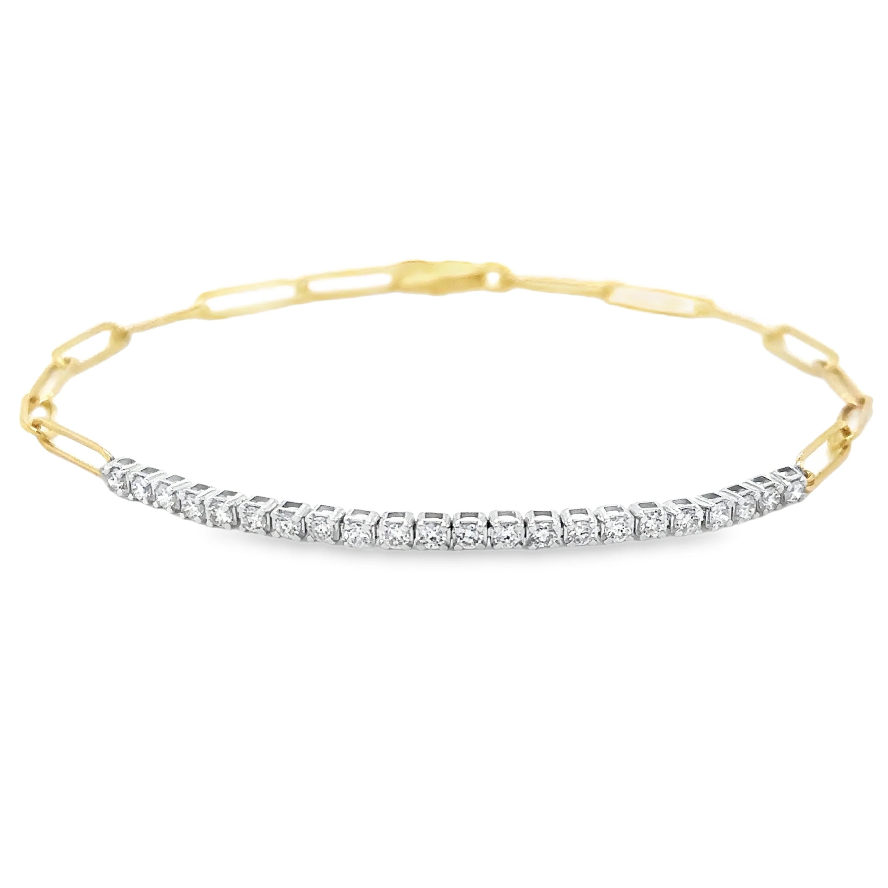 14k Two-Tone Diamond & Paperclip Chain Bracelet — 0.44ct