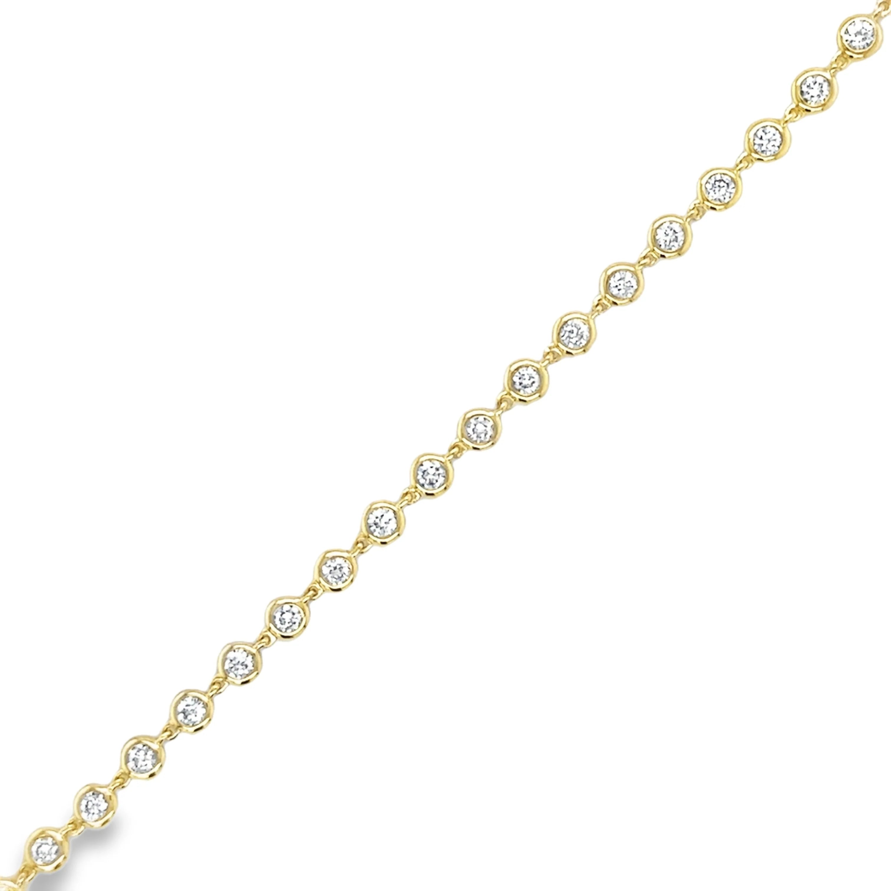 14k Gold Bezel-Set Diamond Tennis Bracelet — 0.76ct