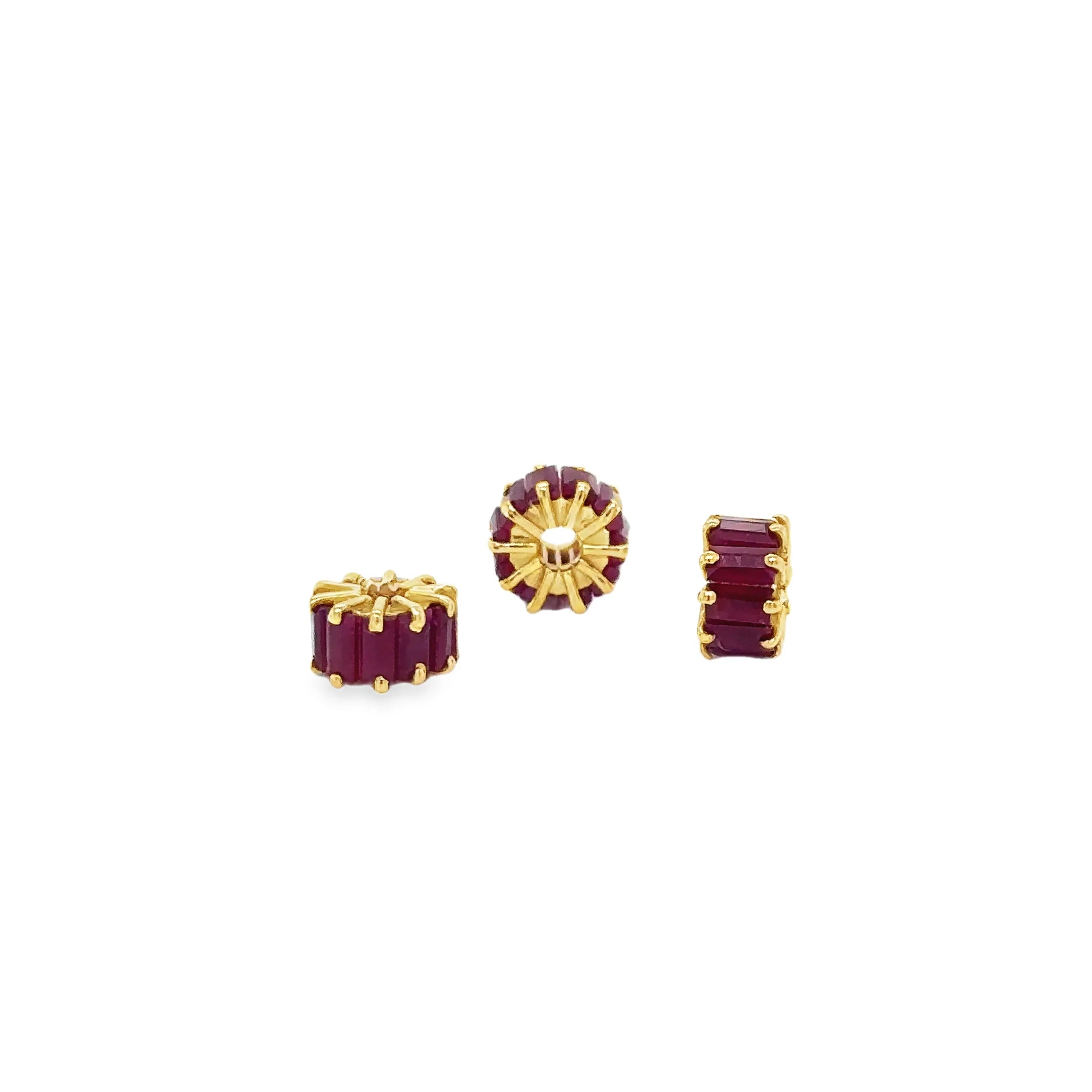 14k Gold Baguette Rondelle Charm — Diamond or Ruby