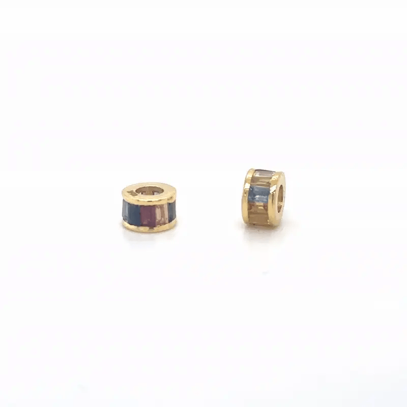14k Gold Baguette Sapphire Rondelle Charm — 5 Stone Options