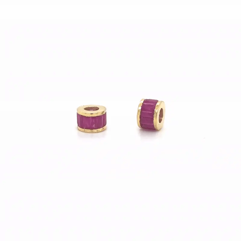14k Gold Baguette Sapphire Rondelle Charm — 5 Stone Options