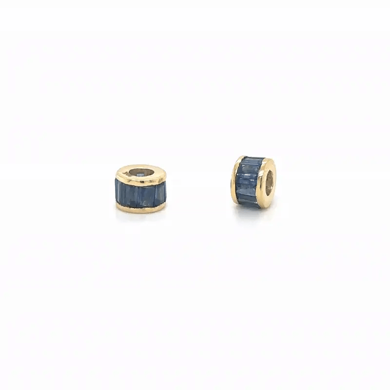 14k Gold Baguette Sapphire Rondelle Charm — 5 Stone Options