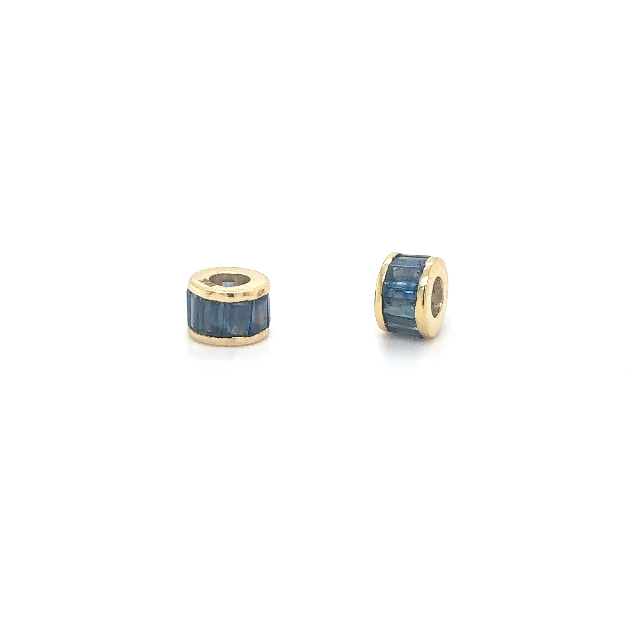 14k Gold Baguette Sapphire Rondelle Charm — 5 Stone Options