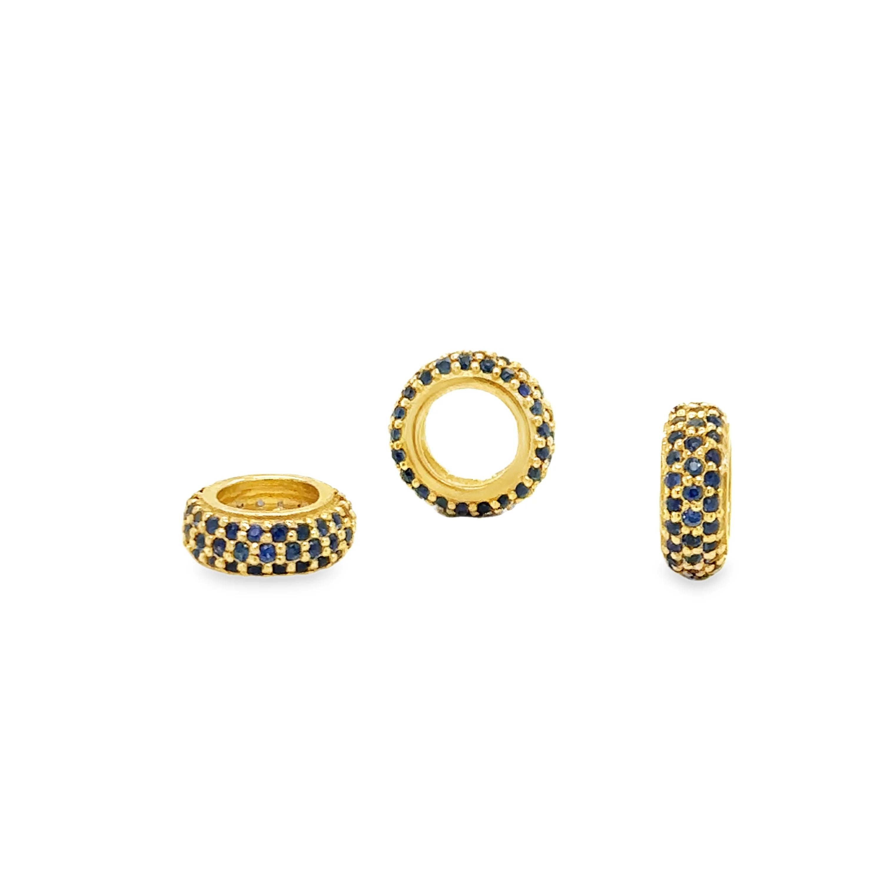 14k Gold Gemstone Rondelle Charm — Ruby or Blue Sapphire