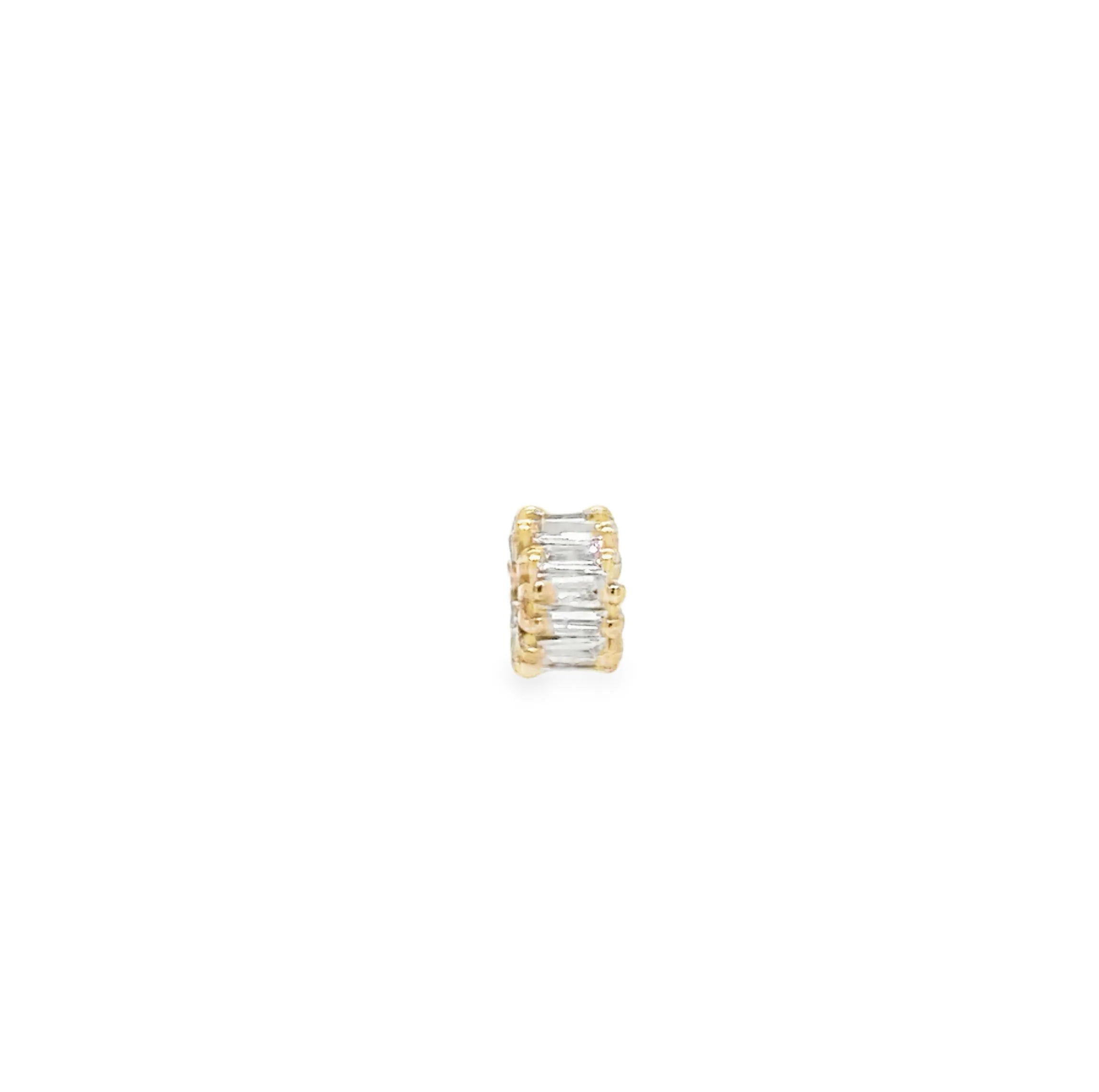 14k Gold Baguette Rondelle Charm — Diamond or Ruby
