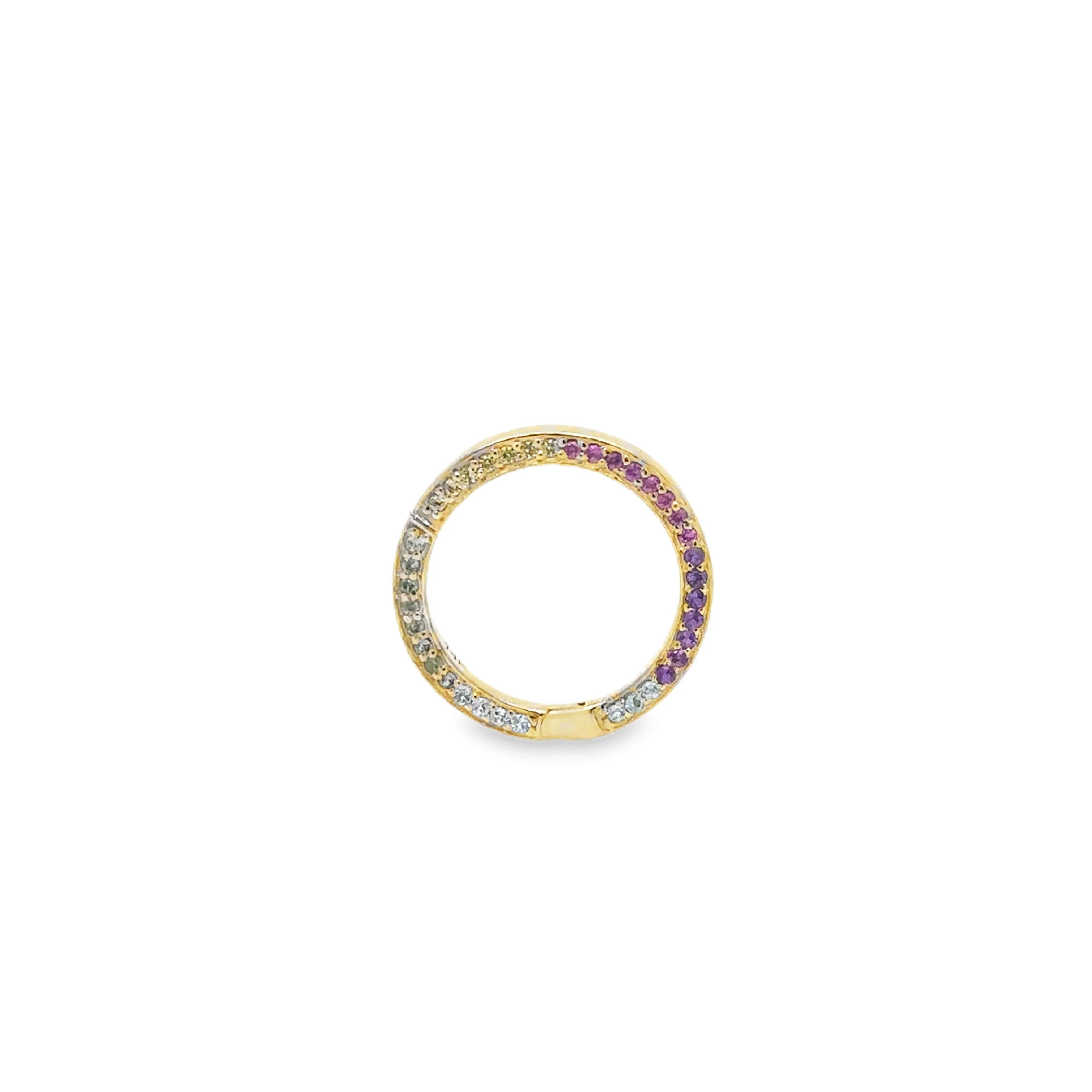 14k Gold Multi-Sapphire Pavé Charm Pendant