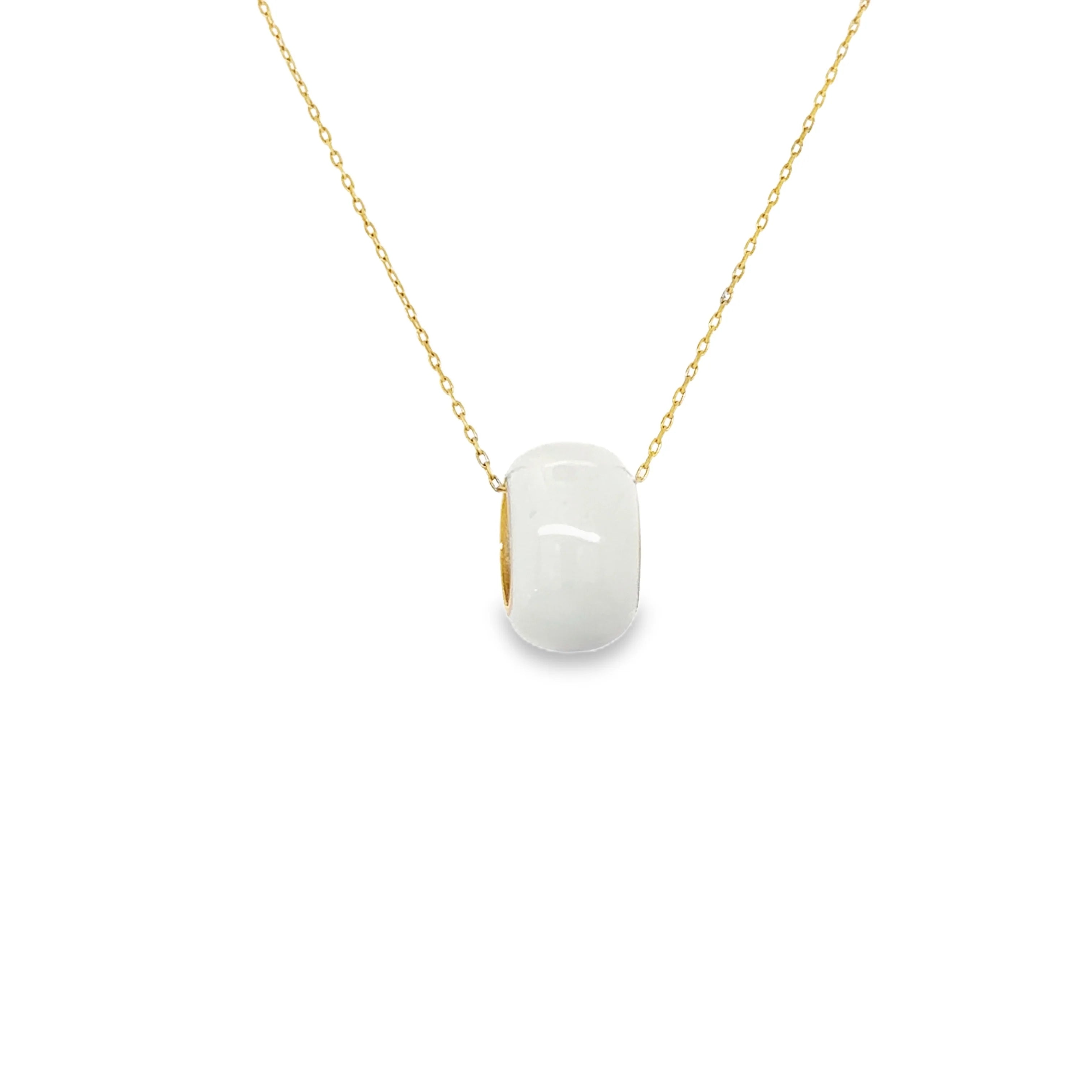 14k Gold Enamel North Star Diamond Rondelle Pendant