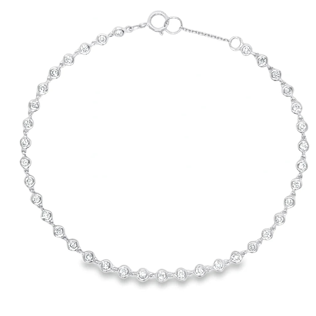 14k Gold Bezel-Set Diamond Tennis Bracelet — 0.76ct