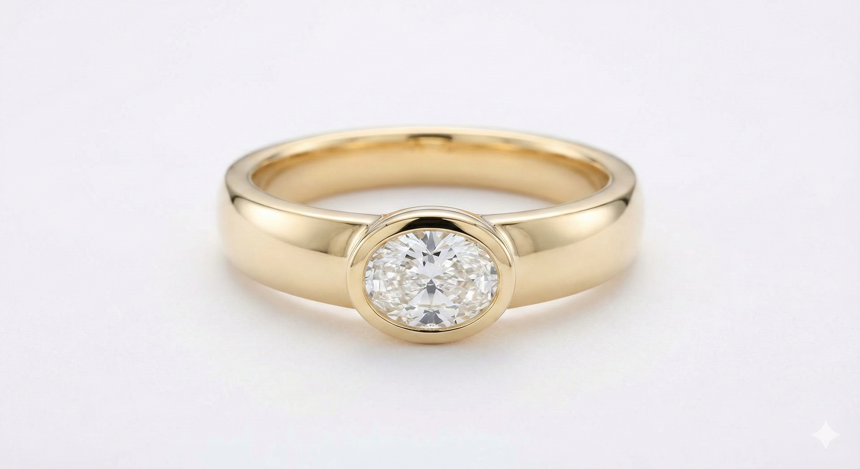 The Margot: East-West Oval Lab Diamond Cigar Band Ring