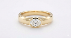 The Margot: East-West Oval Lab Diamond Cigar Band Ring