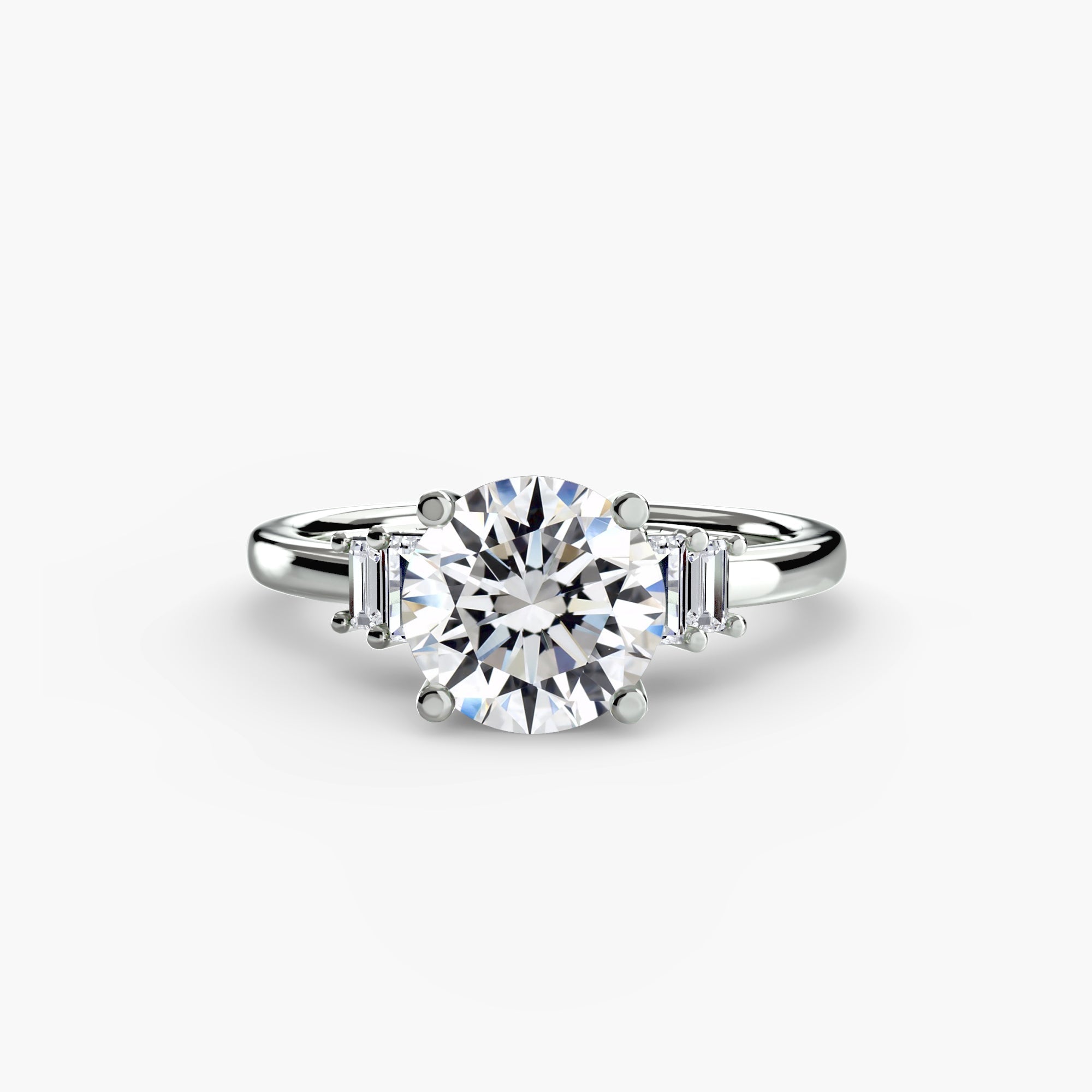 Baguette Accent Solitaire - Jewelry by Cleo
