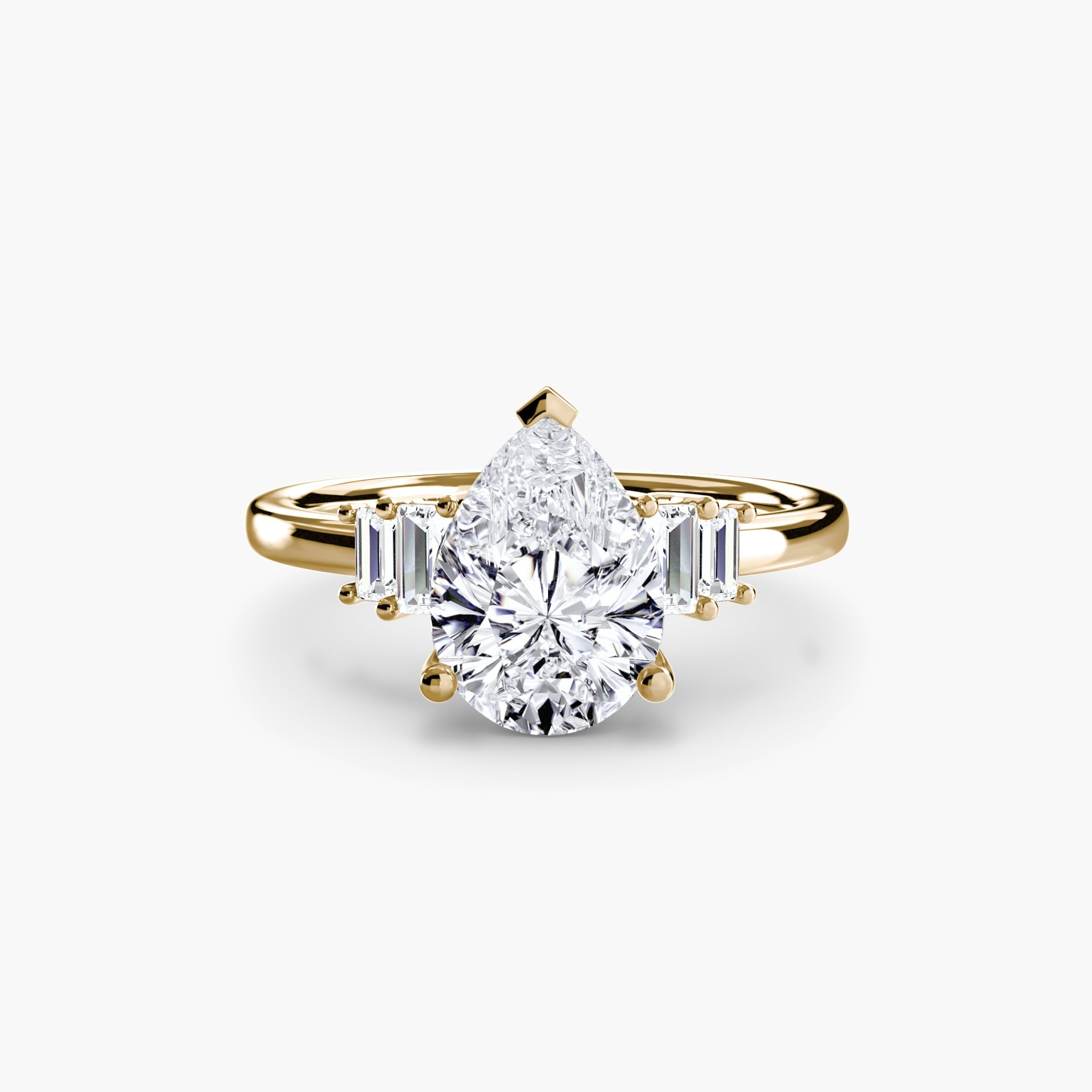 Baguette Accent Solitaire - Jewelry by Cleo