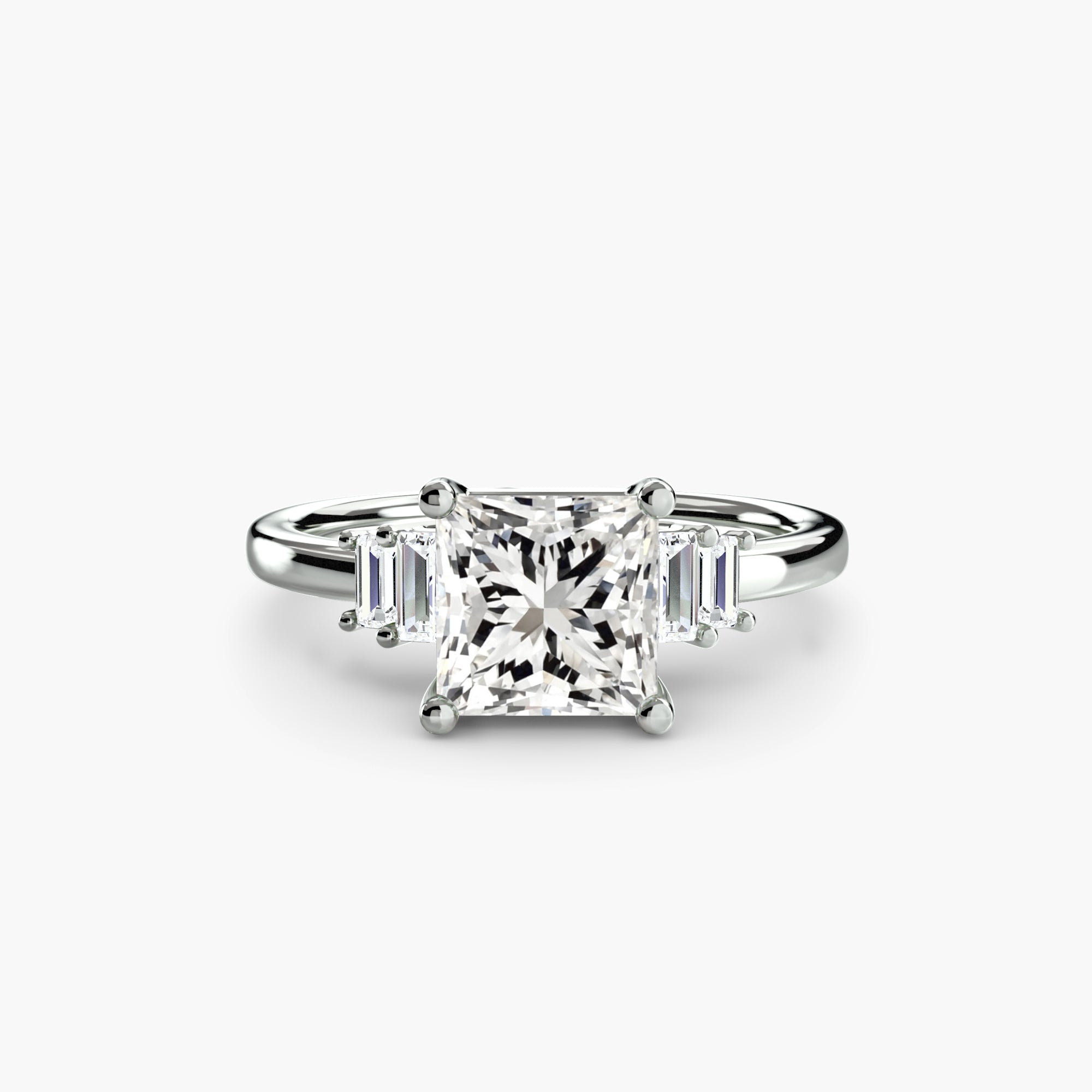 Baguette Accent Solitaire - Jewelry by Cleo