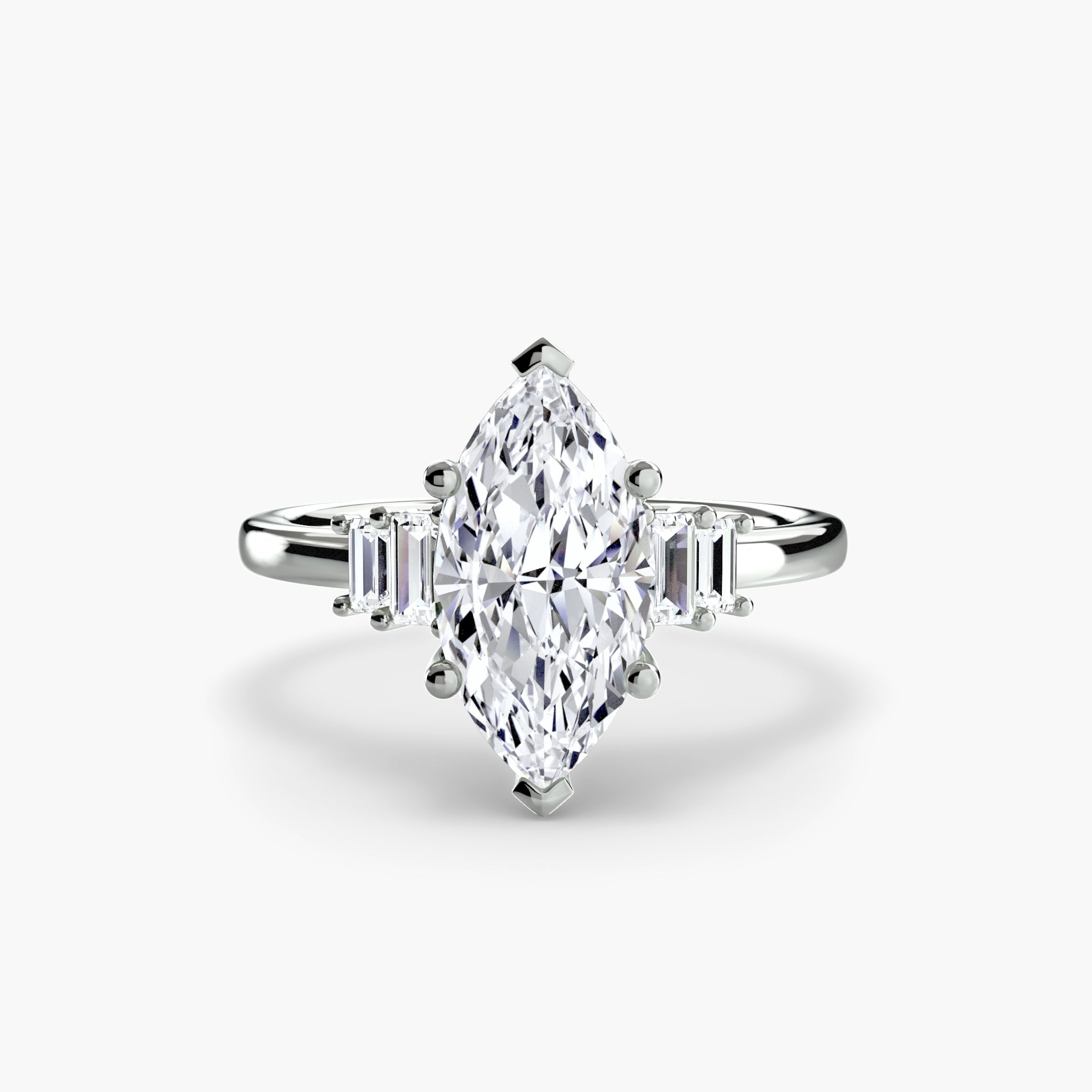 Baguette Accent Solitaire - Jewelry by Cleo