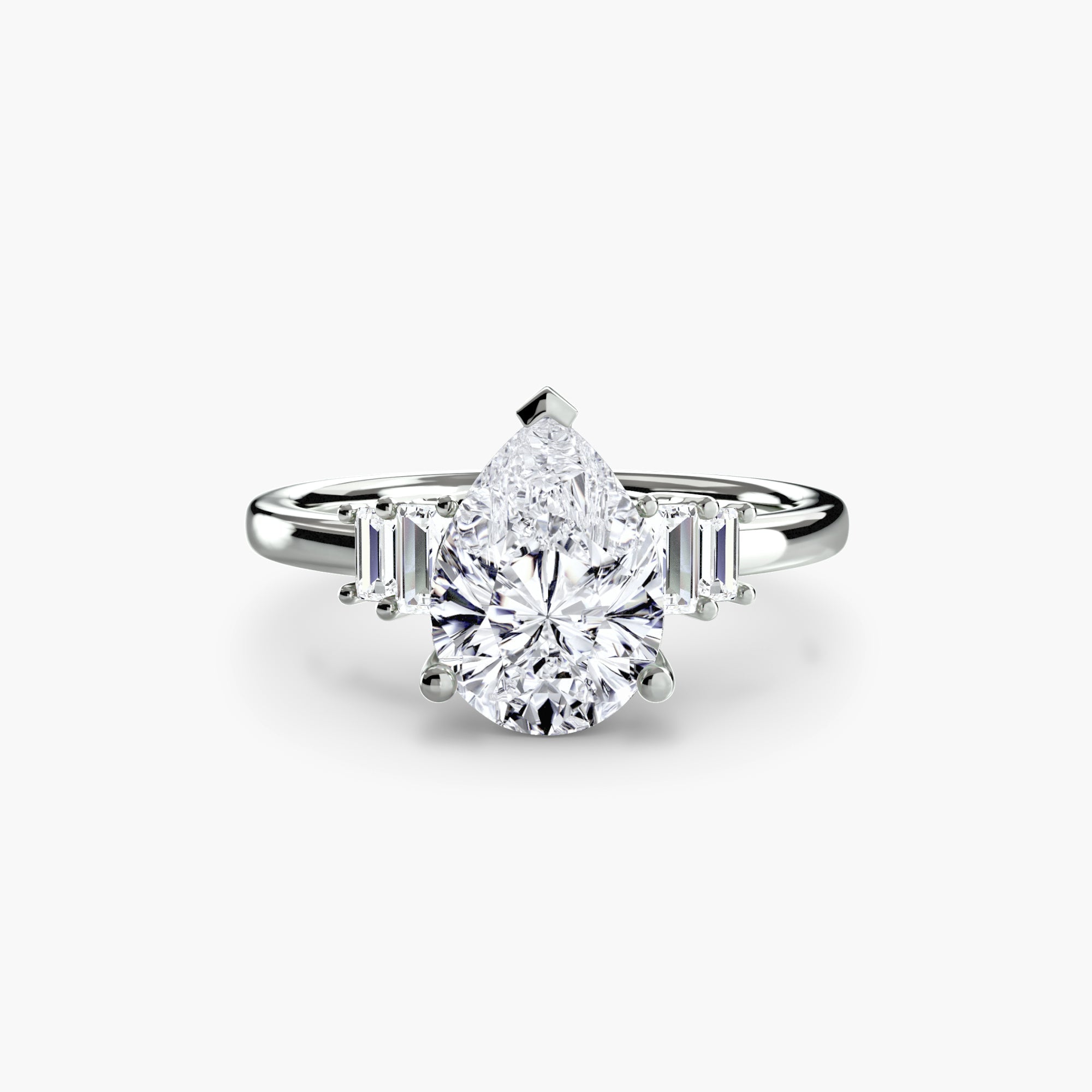 Baguette Accent Solitaire - Jewelry by Cleo