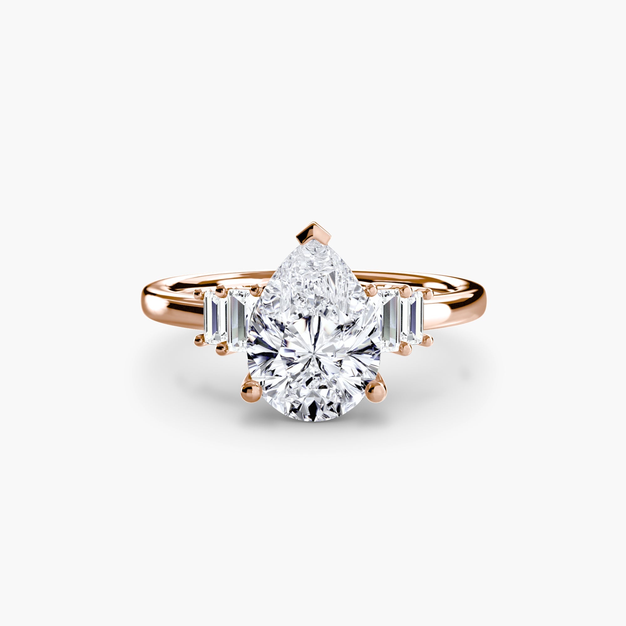 Baguette Accent Solitaire - Jewelry by Cleo