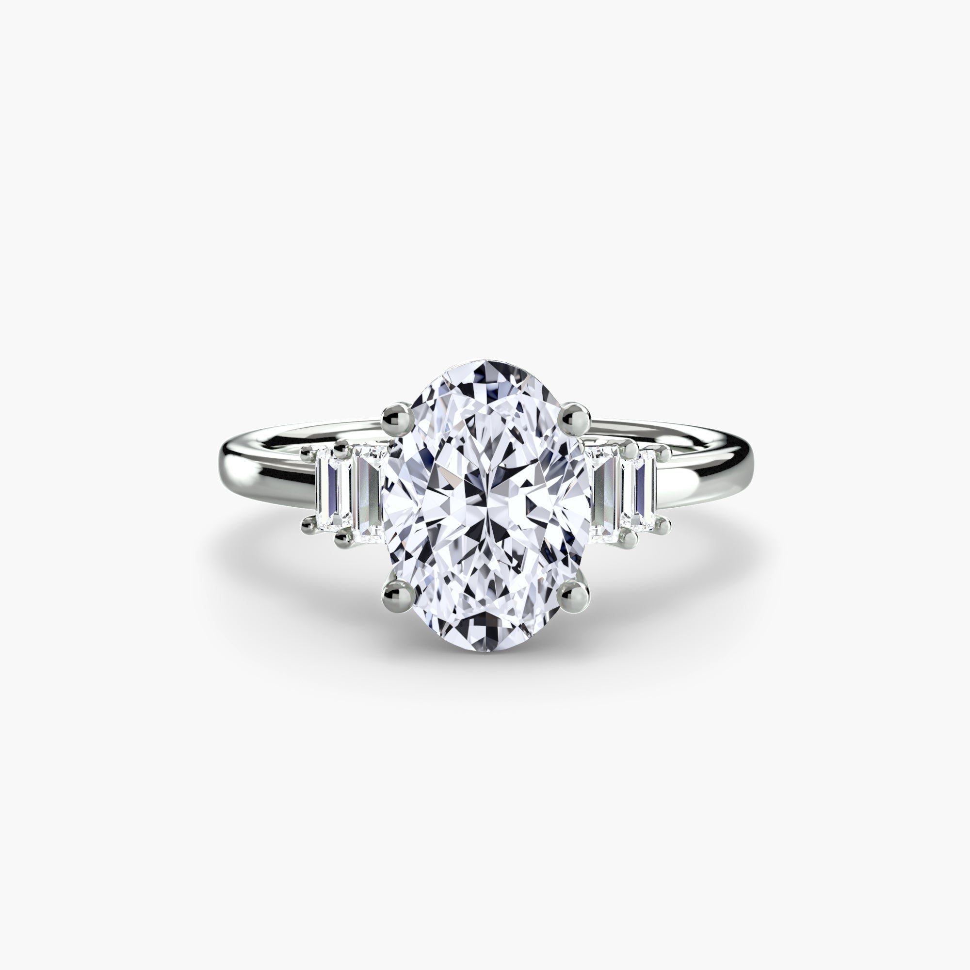 Baguette Accent Solitaire - Jewelry by Cleo