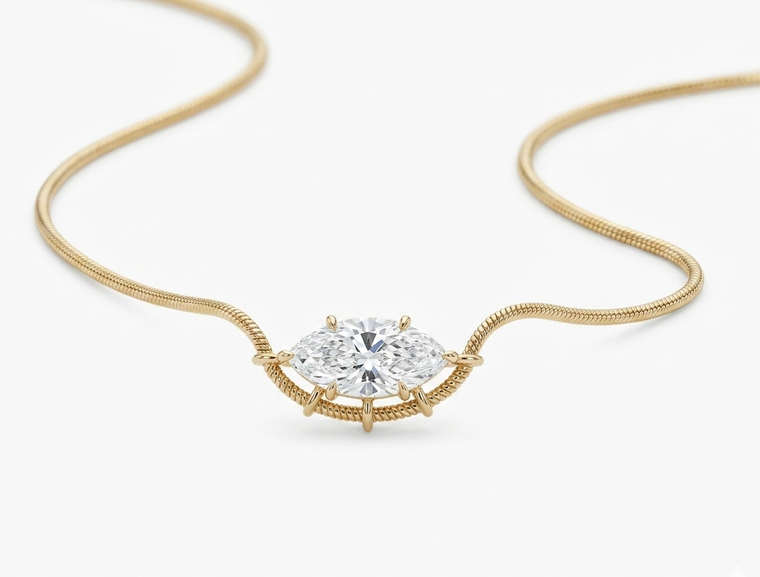 Horizon 14k gold Marquise Solitaire Pendant
