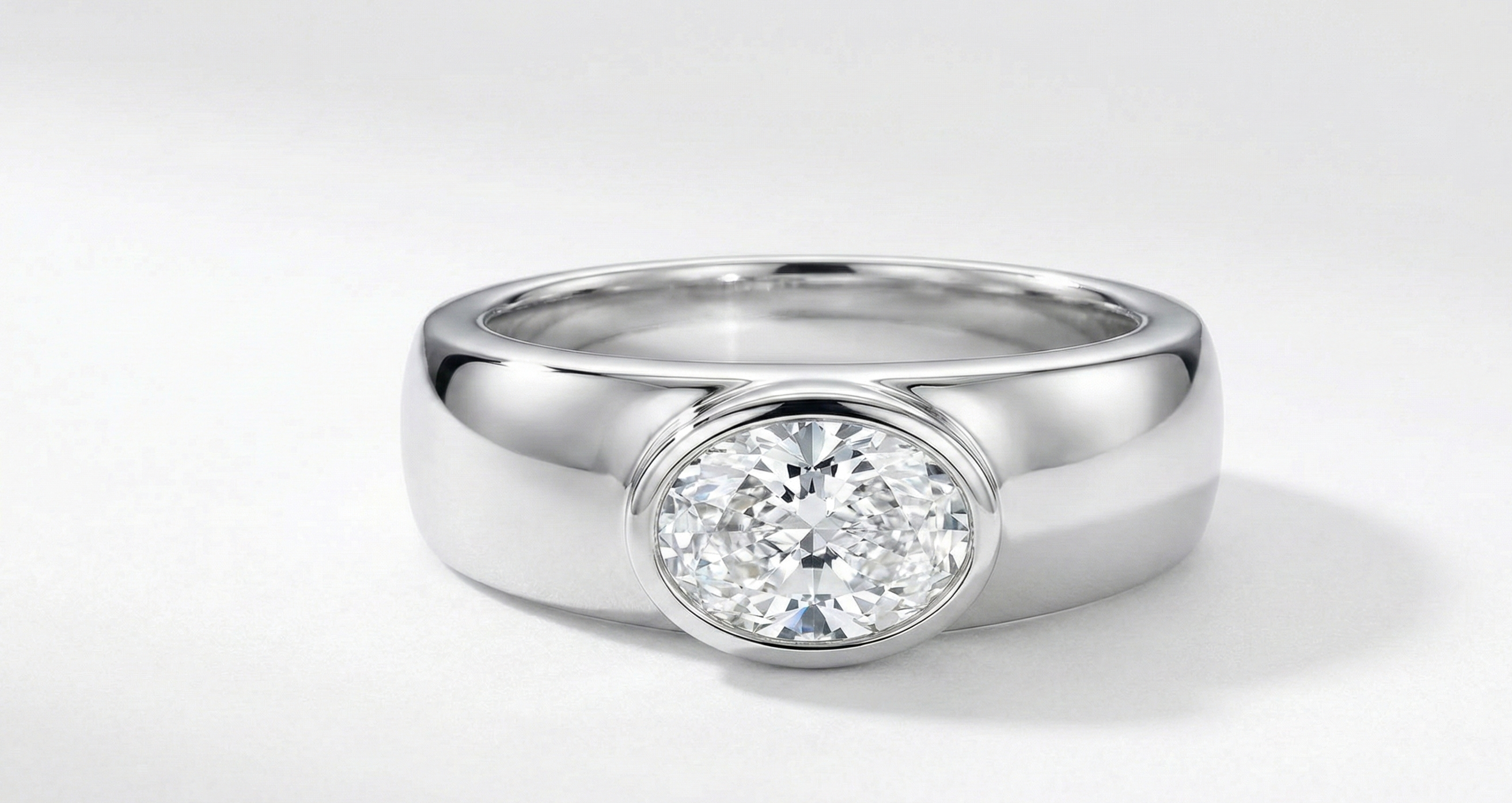 The Margot: East-West Oval Lab Diamond Cigar Band Ring