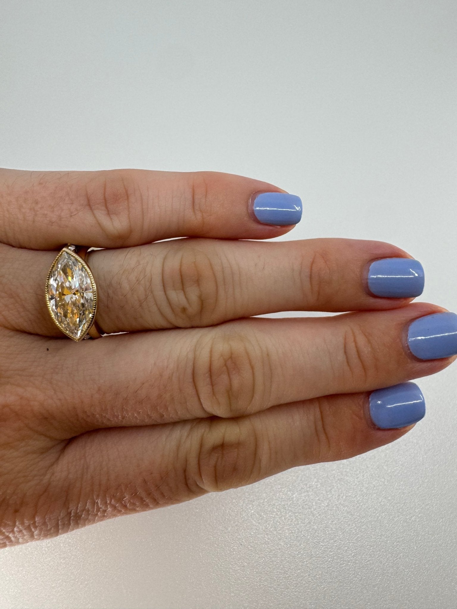 Marquise 4 carat east - west bezel ring - Jewelry by Cleo