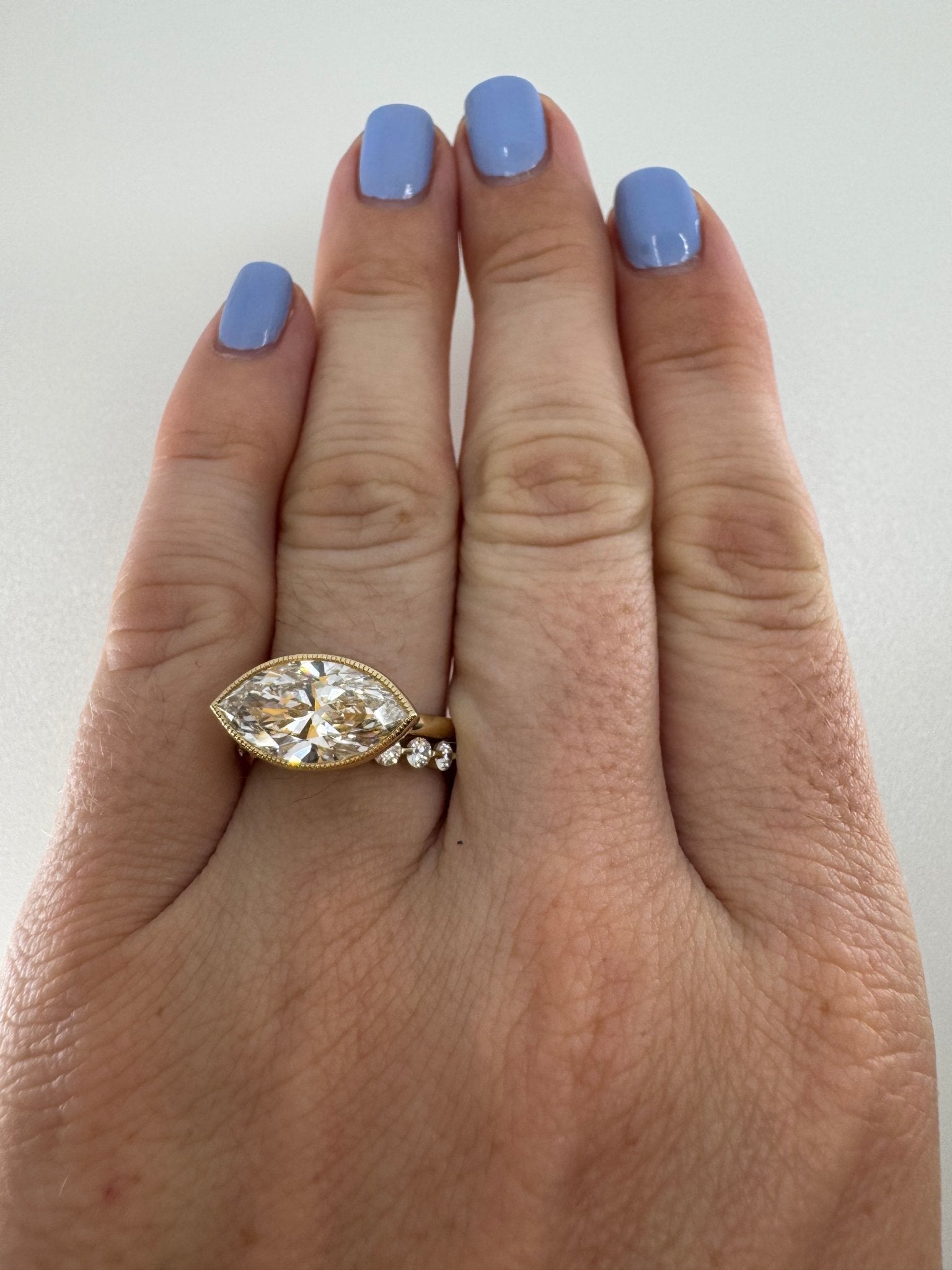 Marquise 4 carat east - west bezel ring - Jewelry by Cleo
