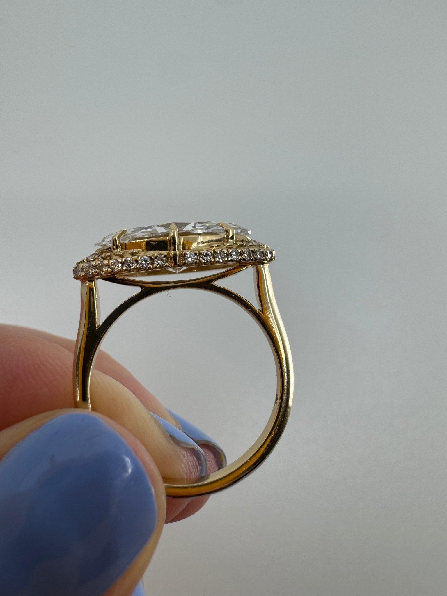 Marquise east - west 3 carat halo ring - Jewelry by Cleo