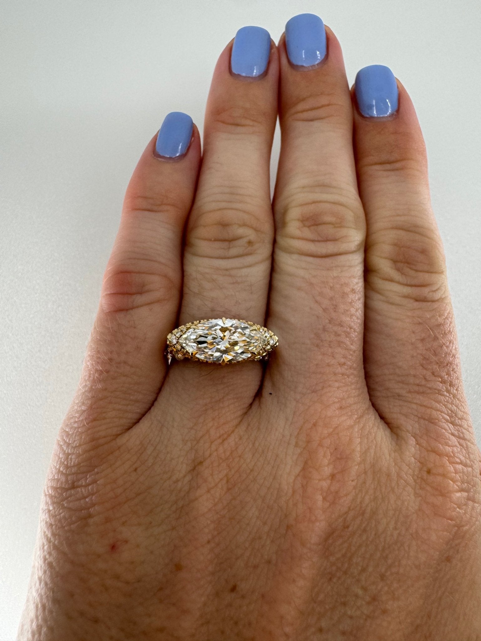 Marquise east - west 3 carat halo ring - Jewelry by Cleo