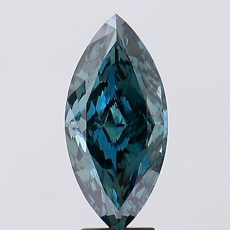 Marquise Lab Grown Diamond (5.47ct, Fancy Deep Greenish Blue, VVS2, EX, EX, None, IGI Certified) - Jewelry by Cleo