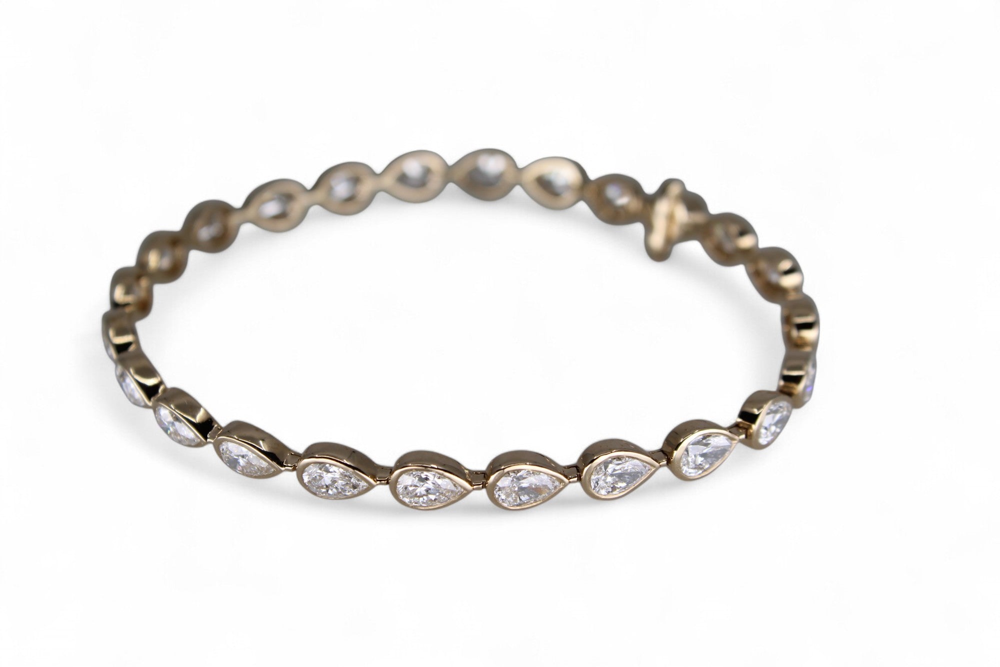 Pear diamond bezel tennis bracelet, 6 TCW - Jewelry by Cleo